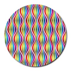 Rainbow Waves 8  Mouse Pad (round) by Colorfulplayground