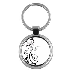 Floral Butterfly Design Key Chain (round) by OneStopGiftShop