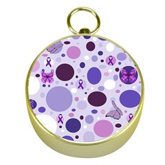 Purple Awareness Dots Gold Compass by FunWithFibro