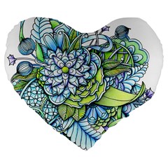 Peaceful Flower Garden 19  Premium Heart Shape Cushion by Zandiepants