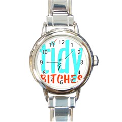 Tidy Bitcheslarge1 Fw Round Italian Charm Watch by tidybitches