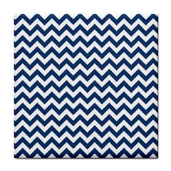 Dark Blue And White Zigzag Ceramic Tile by Zandiepants