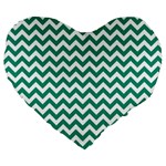 Emerald Green And White Zigzag 19  Premium Heart Shape Cushion Front