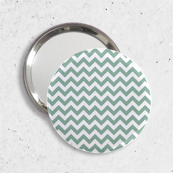 Jade Green And White Zigzag Handbag Mirror (2.25 )