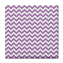 Lilac And White Zigzag Ceramic Tile by Zandiepants