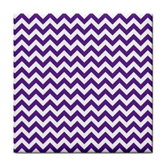 Purple And White Zigzag Pattern Ceramic Tile by Zandiepants