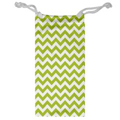 Spring Green And White Zigzag Pattern Jewelry Bag by Zandiepants