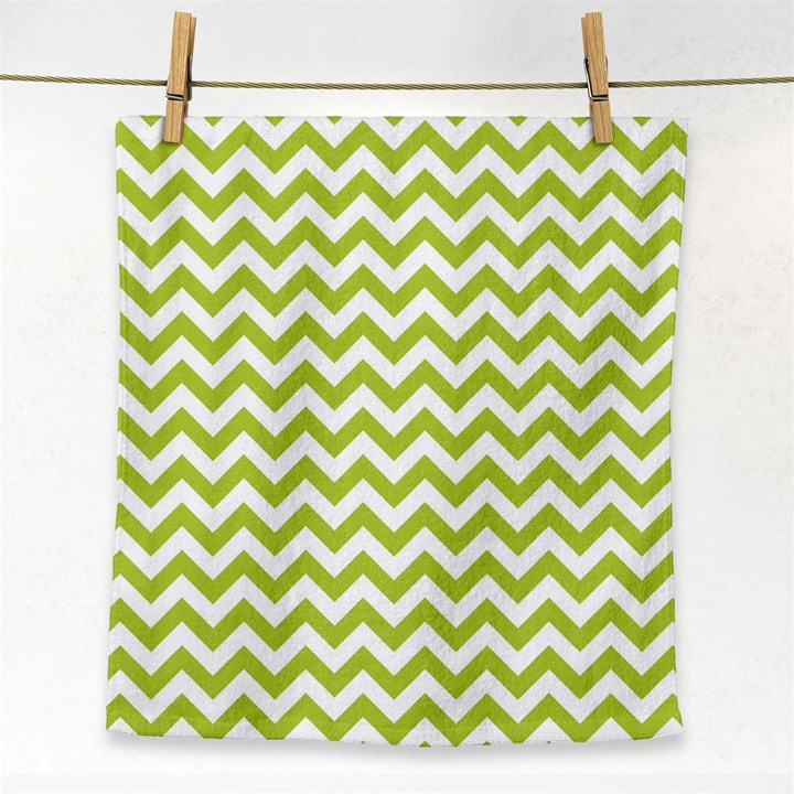 Spring Green And White Zigzag Pattern Face Towel