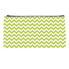 Spring Green And White Zigzag Pattern Pencil Case by Zandiepants