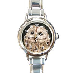 Tawny Owl Round Italian Charm Watch by TonyaButcher