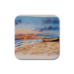 Sunset Beach Watercolor Drink Coasters 4 Pack (square) by TonyaButcher