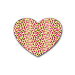 Pink Green Beehive Pattern Drink Coasters (heart) by Zandiepants