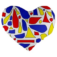 Silly Primaries 19  Premium Heart Shape Cushion by StuffOrSomething