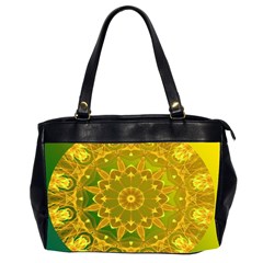 Yellow Green Abstract Wheel Of Fire Oversize Office Handbag (two Sides) by DianeClancy