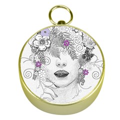 Flower Child Of Hope Gold Compass by FunWithFibro