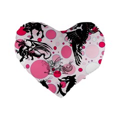 Fantasy In Pink 16  Premium Heart Shape Cushion  by StuffOrSomething