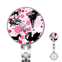 Fantasy In Pink Stainless Steel Nurses Watch by StuffOrSomething