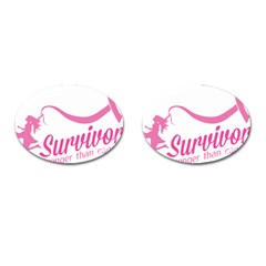 Survivor Stronger Than Cancer Pink Ribbon Cufflinks (oval) by breastcancerstuff