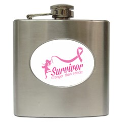 Survivor Stronger Than Cancer Pink Ribbon Hip Flask by breastcancerstuff