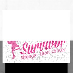 Survivor Stronger Than Cancer Pink Ribbon Jigsaw Puzzle (rectangle) by breastcancerstuff