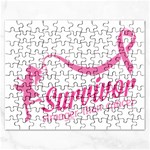 Survivor Stronger Than Cancer Pink Ribbon Jigsaw Puzzle (Rectangle) Front