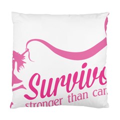 Survivor Stronger Than Cancer Pink Ribbon Cushion Case (two Sided)  by breastcancerstuff