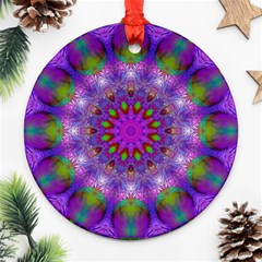 Rainbow At Dusk, Abstract Star Of Light Round Ornament (two Sides) by DianeClancy