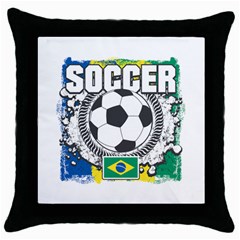 Soccer Brazil Throw Pillow Case (black) by MegaSportsFan