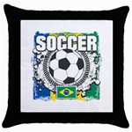 Soccer Brazil Throw Pillow Case (Black) Front