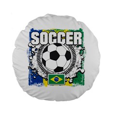 Soccer Brazil 15  Premium Round Cushion  by MegaSportsFan