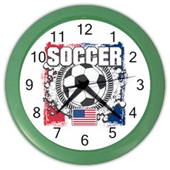 Soccer United States Of America Color Wall Clock by MegaSportsFan