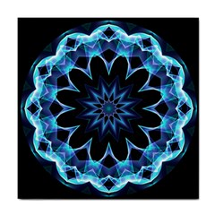 Crystal Star, Abstract Glowing Blue Mandala Ceramic Tile by DianeClancy