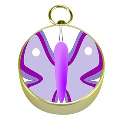 Cute Awareness Butterfly Gold Compass by FunWithFibro