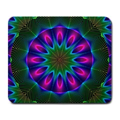 Star Of Leaves, Abstract Magenta Green Forest Large Mouse Pad (rectangle) by DianeClancy