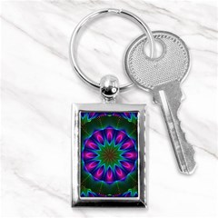 Star Of Leaves, Abstract Magenta Green Forest Key Chain (rectangle) by DianeClancy