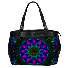 Star Of Leaves, Abstract Magenta Green Forest Oversize Office Handbag (one Side) by DianeClancy