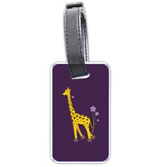 Purple Roller Skating Cute Cartoon Giraffe Luggage Tag (one Side) by CreaturesStore