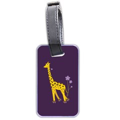 Purple Roller Skating Cute Cartoon Giraffe Luggage Tag (two Sides) by CreaturesStore