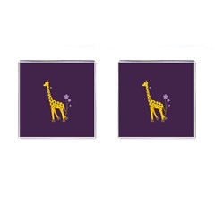 Cute Roller Skating Cartoon Giraffe Cufflinks (square) by CreaturesStore