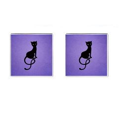 Purple Gracious Evil Black Cat Cufflinks (square) by CreaturesStore