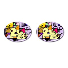 Fighting The Fog Cufflinks (oval) by FunWithFibro