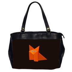 Dark Cute Origami Fox Oversize Office Handbag (two Sides) by CreaturesStore