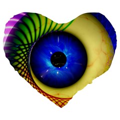 Eerie Psychedelic Eye 19  Premium Heart Shape Cushion by StuffOrSomething