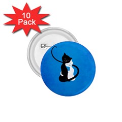 Blue White And Black Cats In Love 1 75  Button (10 Pack) by CreaturesStore