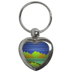 Landscape  Illustration Key Chain (heart) by dflcprints