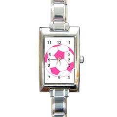 Soccer Ball Pink Rectangular Italian Charm Watch by Designsbyalex