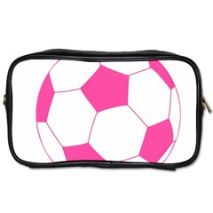 Soccer Ball Pink Travel Toiletry Bag (two Sides) by Designsbyalex