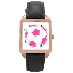 Soccer Ball Pink Rose Gold Leather Watch  by Designsbyalex