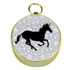 Unicorn On Starry Background Gold Compass by StuffOrSomething