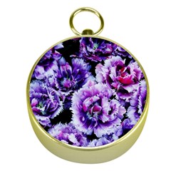 Purple Wildflowers Of Hope Gold Compass by FunWithFibro